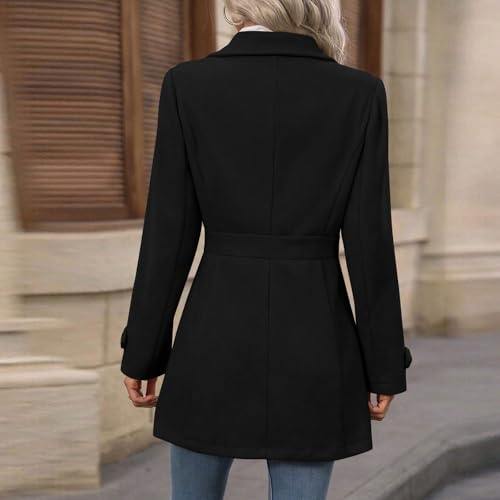 Generisch Damen Winterjacke Übergangsjacke Mantel Lang Jacke Winter Damen-Jacken Elegant Knopfleiste Gürtel Design Klassisch Figurbetont Outfits für Alltag Büro Reisen