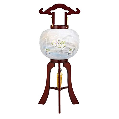 盆提灯 10号 天然木民芸塗サクラ色 No.3433 コードレス LED 大内行灯 マグネット組立式 外絹張二重