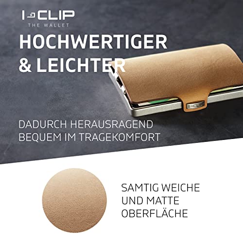 I-CLIP Original Cardholder with Moneyclip -Smooth Leather Slim Wallet - Leather Wallet - Premium Wallet - Cardholder - Soft Touch Desert4