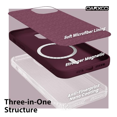oakxco Silicone Case for iPhone 13 Mini/ 12 Mini Case Magnetic, Compatible with Magsafe Wireless Charging, Slim Thin Soft Rubber Gel, Girly Cute Hard Shell Mag Safe Cover for Women, Burgundy Maroon by oakxco - Image 5