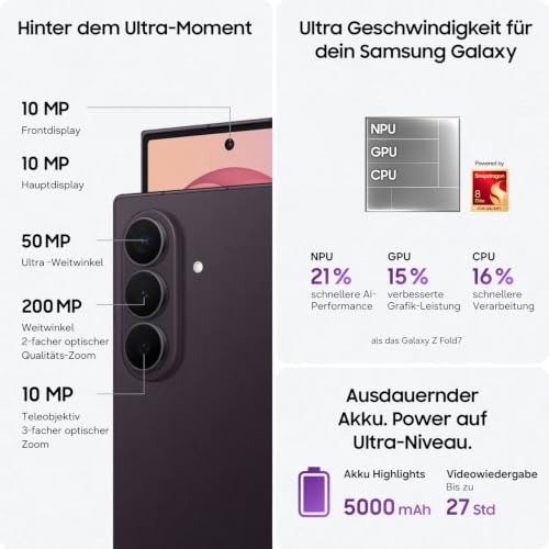 Samsung Galaxy Z Fold8 Ultra Smartphone, 256 GB Speicher, Graphite