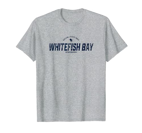 Whitefish Bay Wisconsin WI Vintage Athletic Navy Logo sportivo Maglietta
