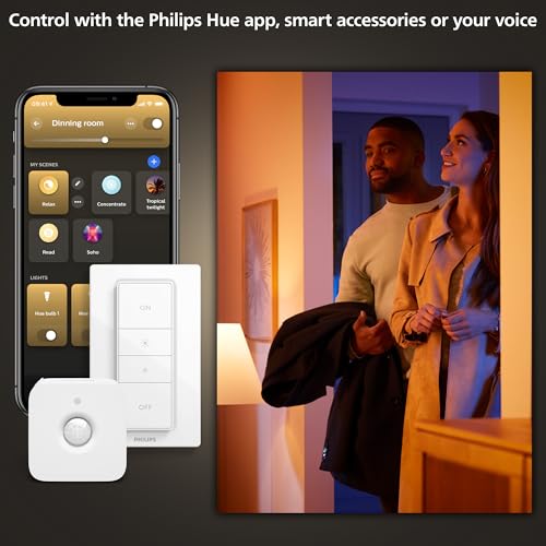 Image of Philips Hue Datura Smart Ceiling Panel (Large Round 2.49 in x 22.60 in) White & Color Light, Bluetooth Compatible, Voice Control with Alexa, Apple Home & Google Assistant