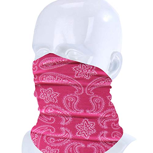 Tube Bandana Face Mask Scarf Paisley Print Head Neck Gaiter Motorcycle Bike Hiking Lightweight(Pink) #TOP2