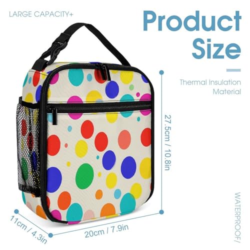 3Pcs Backpack Sets Colored Dots Print Travel Daypack 3 in 1 Lightweight Backpack Set with Lunch Bag And Cosmetic Bag4
