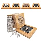 YERHOME ホワイトセージ 天然枝 35g + 竹製 彫刻透かしお香立て 灰がこぼれない 浄化用 セット 香炉 横置き セージ 浄化 パワーストーン 宝石 クリスタル対応 お香スタンド おこうたて おしゃれ お香 コーン/長香/渦巻き香対応 ヨガ 瞑想 消臭 空間浄化 ヒーリング リラックス 癒し インテリア お線香 ギフト バレンタインギフト 贈り物に最適（生命）