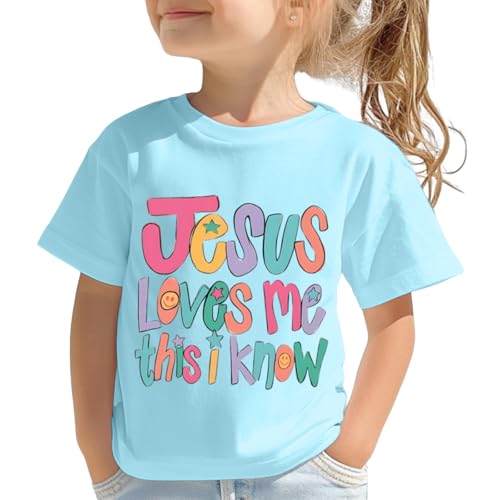 Image of BINTEHGS Jesus Shirts for Kids Christian Graphic Tees for Girls Religious God Tshirts Inspirational Bible Verse Cute T-Shirts