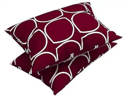 Image of KAWI Cotton Blend Elastic Fitted Bedsheet Queen Size Double Bed (78 inchX 72 inch) - RED Circle Print