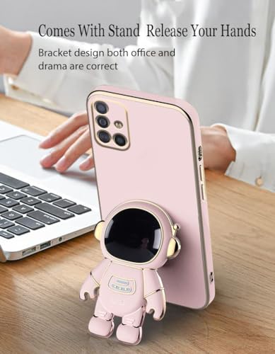 Image of for Samsung Galaxy A71 vb Case Cute 3D Astronaut Stand Design Camera Protection Shockproof Soft Back Cover (for Samsung Galaxy A71, Pink)