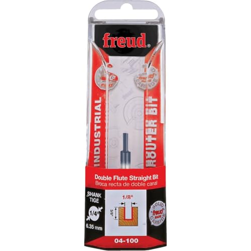 Freud Double Flute Straight Bit with TiCo Hi-Density Carbide and Black I.C.E Coating - 2 Cutters 24000 RPM 3/8 Height 1/8 Diameter 1-3/4 Length 1/4 Shank - 04-100