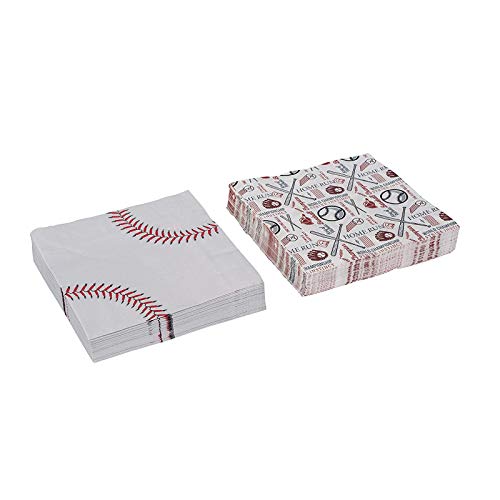 Hammont Baseball Napkins - 80 Pack of Disposable Baseball Themed Napkins - Birthday | BBQ Dinner | Backyard | Baby Shower Sports Decorations - Kids Baseball Party Supplies