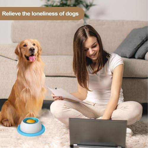 Leckschüssel für Hunde, Haustier Leckspaß Rotierende Runde Interaktive Slow Feeder Katze Hund Lecken Spielzeug Für Kleine Mittlere und Große Rassen Tiere (Blau)