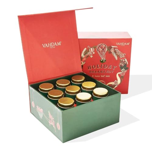 VAHDAM Breakfast Tea Gift Set - 9 Loose Leaf Black Teas (90+ Cups) | English Breakfast,...