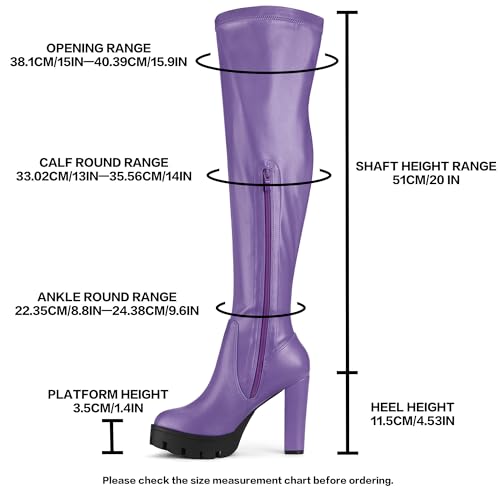 Allegra K Women's Platform Boots Chunky Heel Over Knee High Boots2