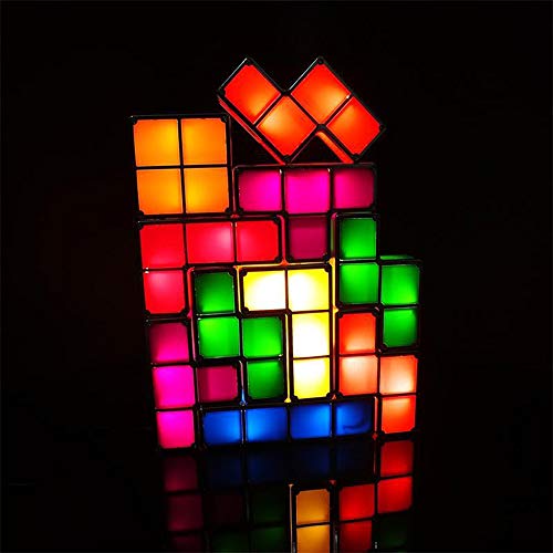 Preisvergleich Produktbild YUIOLIL Nachttisch Wohnzimmer Nachtlicht Tetris Lampe Stapelbar Led Mood Light Retro Bunte Kinder DIY Licht emittierende Spielzeug