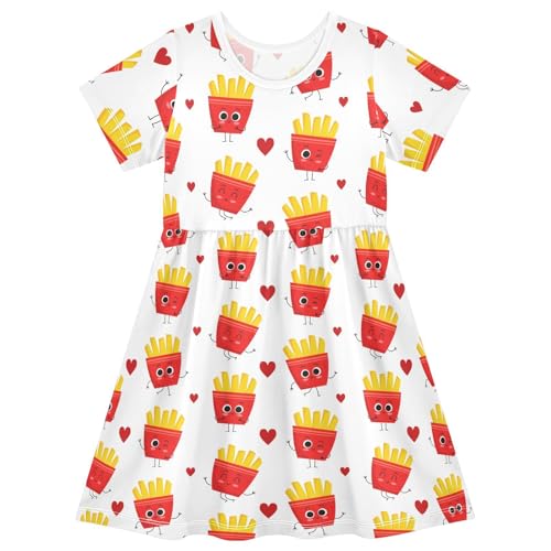 Toddler Girls Summer Dress Cartoon Print Cute Girls Dress for 2-8 Years
