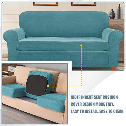 Housse de canapé bleu sarcelle extensible et stable - 6