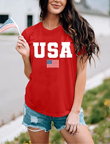 MAIHUN American Flag Shirts for Women 4th of July T-Shirt USA Print Patriotic Shirt Stars and Stripes Tees2
