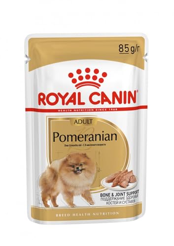 Royal Canin Pomeranian Adult | 12 x 85 g | Alimento Completo para Perros (Mousse) | para Pomeranias Adultos y Mayores | A Partir de los 8 Meses | Contenido Mineral Ajustado