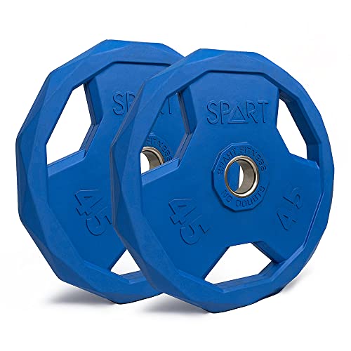 Image of SPART Color Coded Weight Plate 2-Inch Rubber Coated Olympic Grip Plate for Barbell, Solid Cast Iron Weight Plates for Strength Training, Weightlifting, Crossfit, Home Gym, 2.5LB /5LB /10LB /25LB /35LB /45LB, Pair