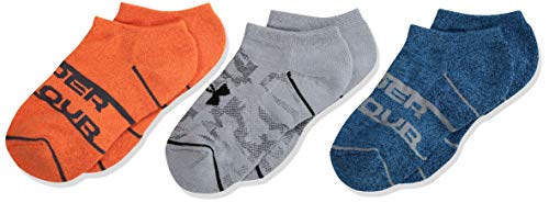 Under Armour Youth Phenom No Show Socks, 3-Pairs, Heather Blue Assorted, Shoe Size: Youth 13.5K-4Y