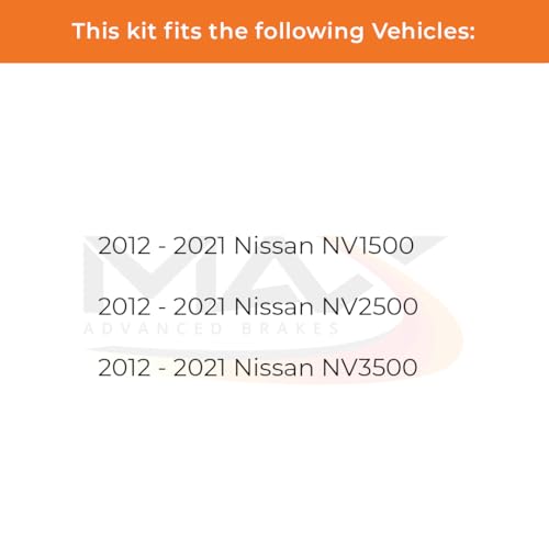 Image of Max Advanced Brakes Rear Brake Kit Compatible With 2012-2015 2016 2017 2018 2019 2020 2021 Nissan NV1500 NV2500 NV3500 Replacement Premium OE Disc Brake Rotors and Ceramic Brake Pads