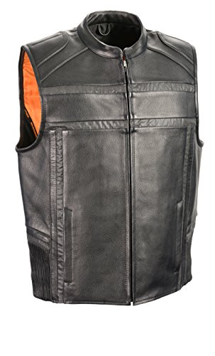 Shaf Men's Reflective Band & Piping Zipper Front Vest Black