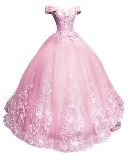 Off Shoulder Quinceanera Dresses Ball Gown Tulle Prom Dress Lace Applique Princess Long Formal Evening Sweet 16 Dresses