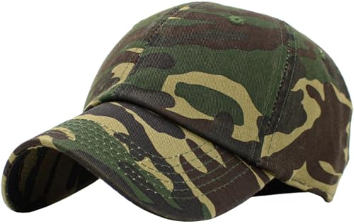 KB-LOW CAM Classic Cotton Dad Hat Adjustable Plain Cap. Polo Style Low Profile (Unstructured) (Classic) Camouflage Adjustable