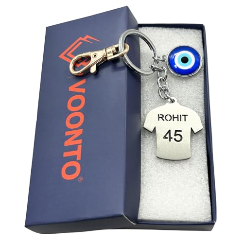Image of Dhoni Virat Rohit Jersey with Evil Eye & Golden Hook Metal Keychain for Cricket Lovers Sports Person Excellent Gift for Birthday, Anniversary, Valentines Day (Pack-1)