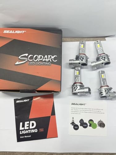 Image of SEALIGHT 9005 9006 Light Bulbs Combo, 900% HB3 /9005 HB4 /9006 Bulb Super Bright, 1:1 Real Size, 6500K Cool White, Plug and Play, Pack of 4