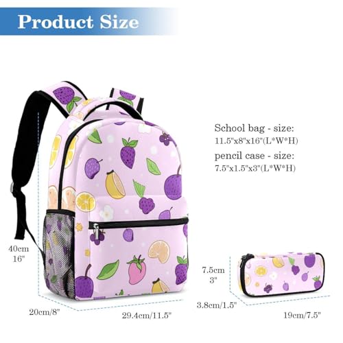 Cartable ensemble sac à dos et trousse violet pour étudiants - 2