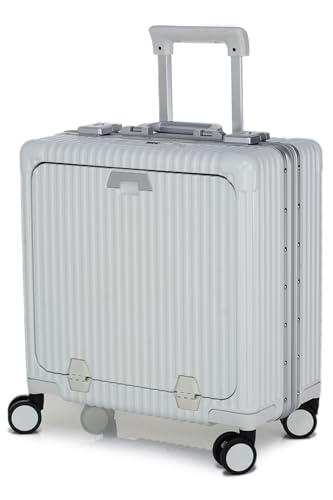 Image of Verage Luxe Celeste Pro Overnighter 48 cms Cabin Luggage Carry On Polycarbonate 8 Wheel Suitcase Laptop Trolley (White)