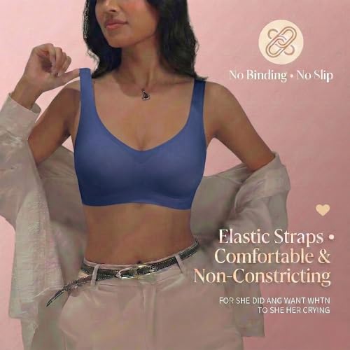Image of UnderFlex Seamless Sports Ice Silk Bra for Women Wireless Breathable Summer Invisible No-Line T-Shirt Bra Soft Padded Everyday Comfort Bra Lightweight Stretch Gather Support Lingerie