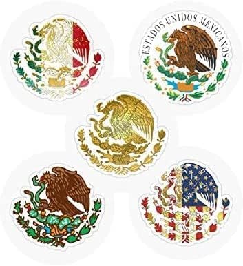 5 pcs Calcomanias Escudo Mexicano Aguila, 2 inches - Mexican Eagle Sticker for Hard Hat, Escudo Shield Sticker Self Adhesive Vinyl, Weatherproof