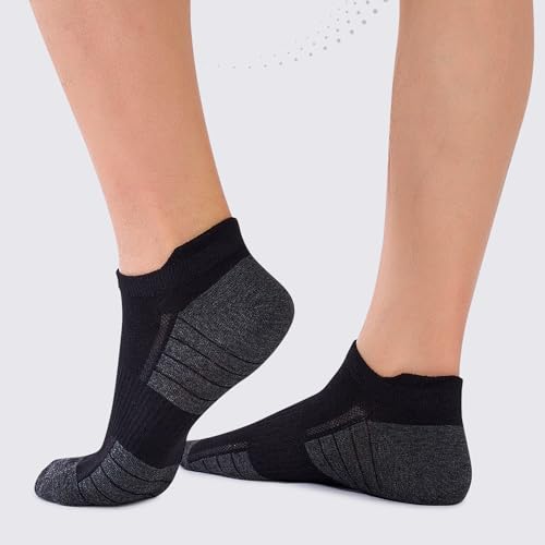 Effeet Sneaker Socken Herren Damen 10 Paar, Atmungsaktive Baumwolle Sportsocken, Kurz Halbsocken Laufsocken Schwarz 43-46