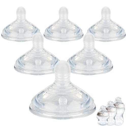 Image of Silicone Nipples (M) for Tommee Tippee Natural Start Anti-Colic Bottles &Advanced Anti-Colic Bottles,Closer to Nature Bottle,Medium Flow,Size 2 Nipple,3m+, 6 Count