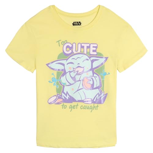 Image of STAR WARS The Mandalorian Grogu Girls T-Shirt and French Terry Shorts Outfit Set Toddler to Big Kid Sizes (4-14-16)