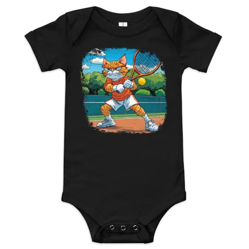 Cat Tennis Player/Tennis Cats Baby Onesie Black