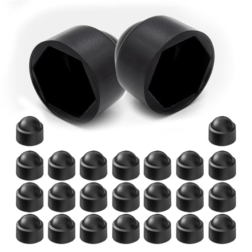 M8 Tapa Hexagonal, 25 Piezas Tapones de Tuerca para Tornillos, Protectora Hexagonal Redonda, Tapa de Plástico para Tornillos y Tuercas, Negro