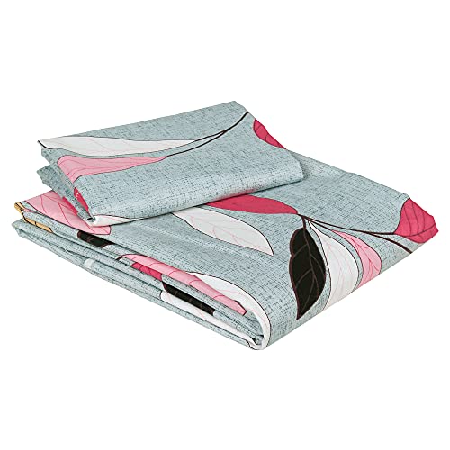 Image of Story@Home 210 TC Spark Collection Single Bedsheet Cotton Combo with 2 Pillow Covers | Grey & Peach | Floral (Bedsheet : 145 X 225 cm & Pillow Cover : 40 X 60 cm)