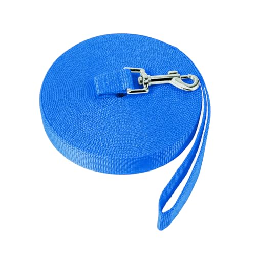 NavoX Laisse de dressage pour chien 10 m/32 pi, longue laisse en nylon pour dressage de chien pour rappel des animaux de compagnie, randonnée, camping, chasse, jardin, bleu