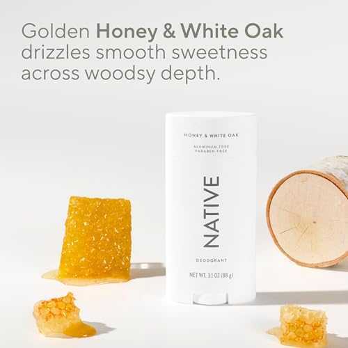 Image of Native Aluminum Free Deodorant, Honey & White Oak, Large Size Stick, 72 Hour Odor Control, for Women & Men, Contains Naturally Derived Ingredients, 3.1 oz