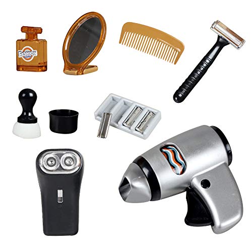 POXL Friseur Rollenspiel Spielzeug, 12 Stücke Kinder Friseur Set Barbershop Frisierkoffer mit Accessoires für Kinder Cover
