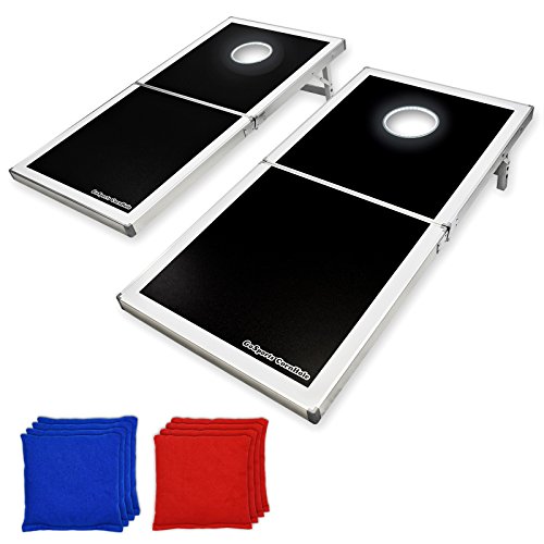 Image of GoSports 4 x 2 ft Ultra Portable Cornhole Board Set - Choose LED Lights or Standard - Regulation Size Corn Hole Games for Adults, Perfect for Tailgating and Camping - Includes 8 Bean Bags & Rules