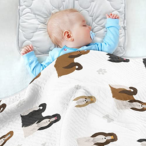 Image of Swaddle Blanket for Infants, Shih Tzu Poses, Cotton, Lightweight Soft Swaddling Blanket for Crib, Stroller, Nursery, 30X40 in