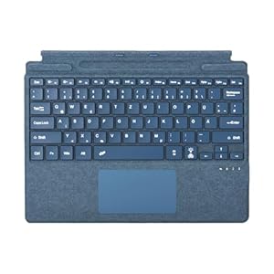 Deutsche QWERTZ Layout Tastatur für Microsoft Surface Pro 11/10/9/8/X, 13 Zoll - Ultraflaches, beleuchtetes Bluetooth Type Cover mit Multi-Touchpad, aufladbar (Kobaltblau)