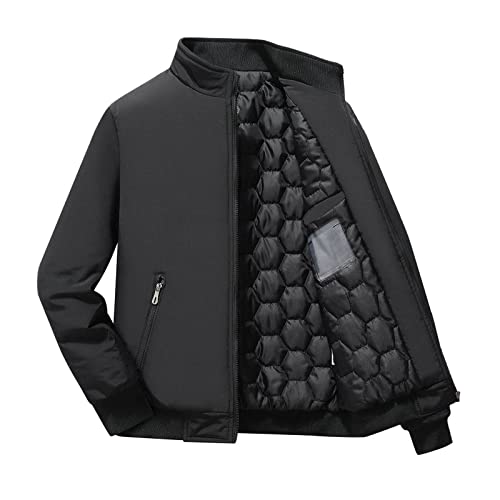 Veste d'hiver mince en peluche noire avec col rabattable et fermeture éclair