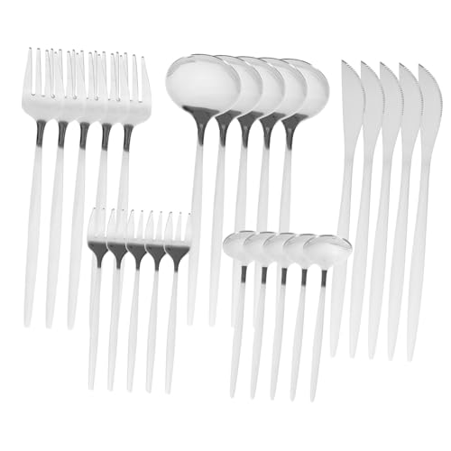 SOLUSTRE Complete 30 Pc Stainless Steel Set Fork Spoon Knife Dinner Utensils Silverware for Home Restaurant Hotel