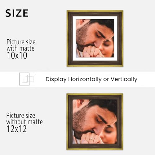Image of Art Street Luxury Photo Frame for living room, Modern Step Design Photo Frames for Photograph, Art Work, Kids Room Set of 9 (12x12 Inch, Gold)